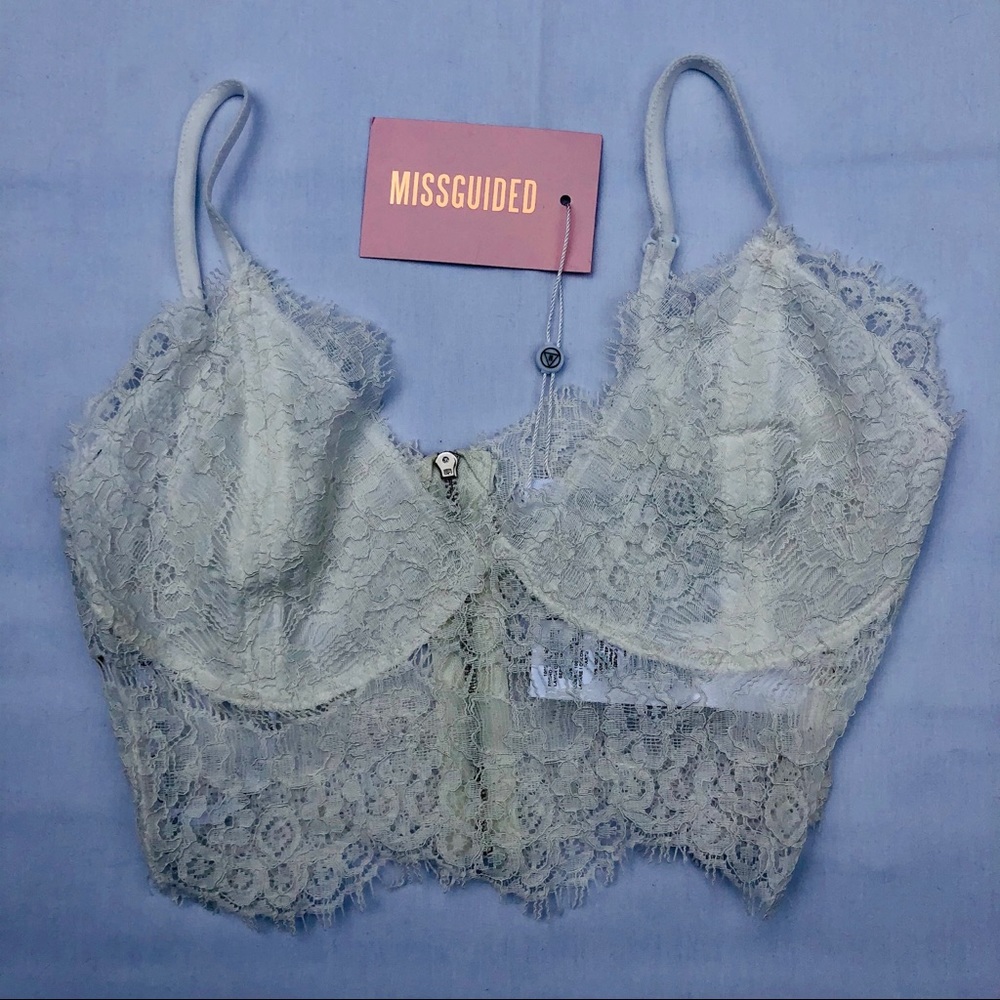 🕊 Missguided Long Line White Lace Bralette 🕊